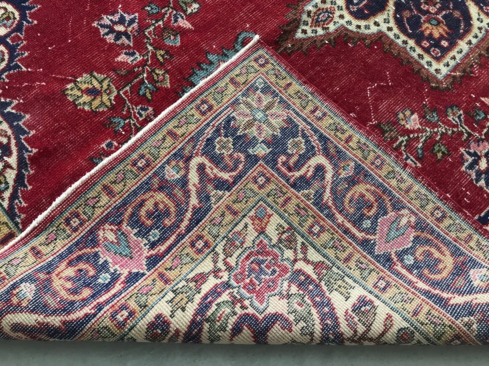 5.7x9.5 ft, RED TURKISH RUG, Vintage Oushak - 9