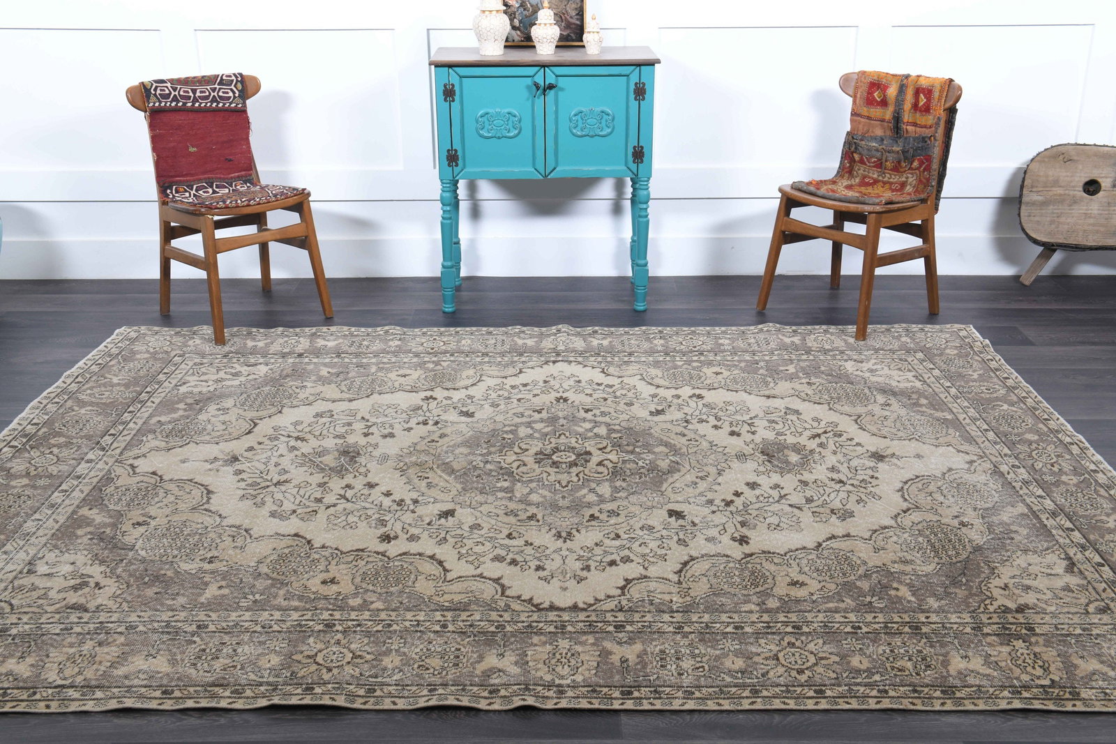 6.9x9.8 ft, OUSHAK TURKISH Rug, VINTAGE - 3