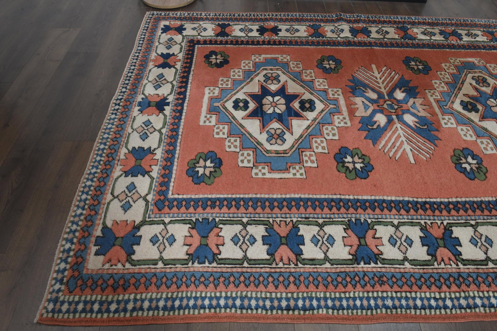 6.2x8.7 ft, ORANGE MILAS RUG, Handmade - 3