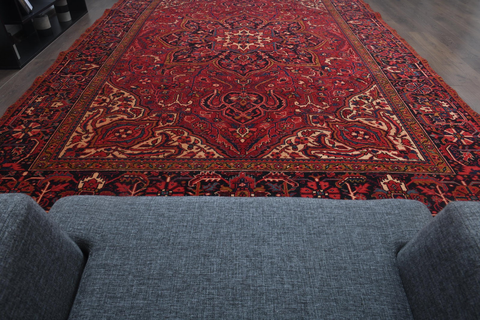 7'9x11'1 ft, ANTIQUE PERSIAN RUG, Red Blue Beige Rug - 3