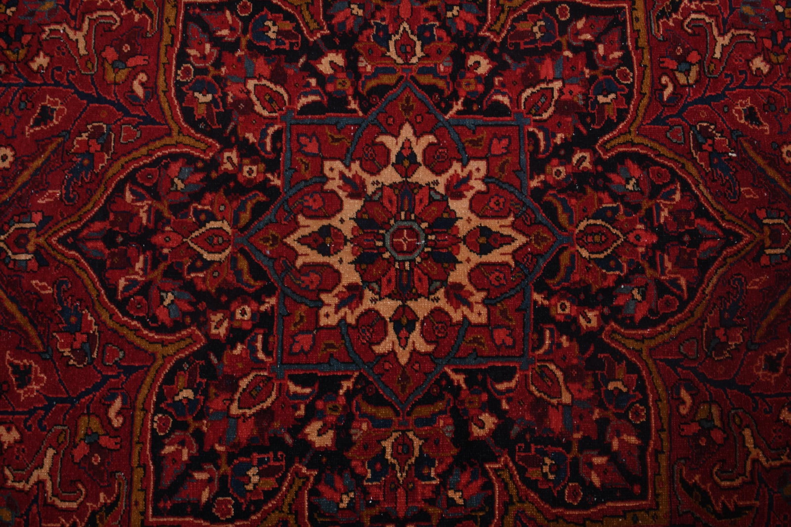 7'9x11'1 ft, ANTIQUE PERSIAN RUG, Red Blue Beige Rug - 7