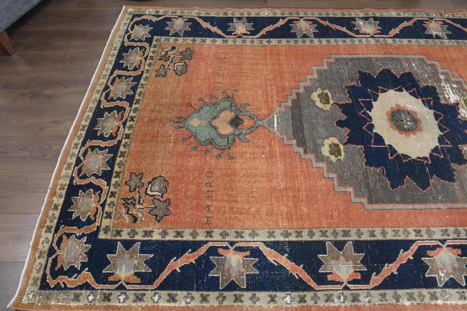 7'1x9'8 ft, ORANGE BLUE RUG, Boho Chic, Turkish - 5