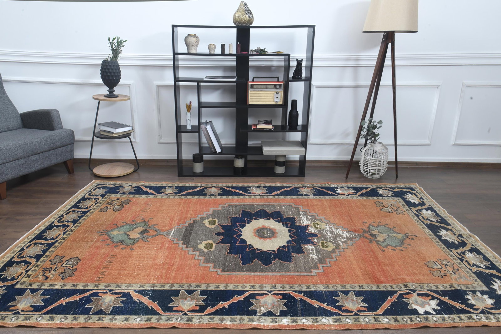7'1x9'8 ft, ORANGE BLUE RUG, Boho Chic, Turkish - 6