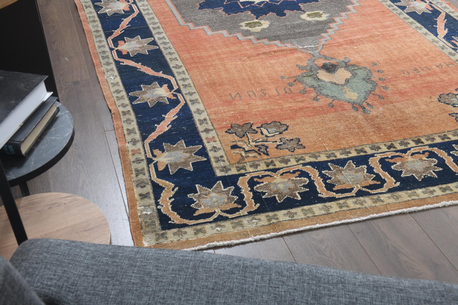 7'1x9'8 ft, ORANGE BLUE RUG, Boho Chic, Turkish - 7