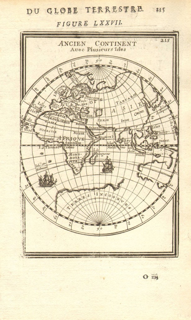 EASTERN HEMISPHERE. Europe Asia Africa. Australia incomplete. MALLET 1683 map: Title: EASTERN HEMISPHERE. Europe Asia Africa. Australia incomplete. MALLET 1683 map Description: Ancien Continent avec plusieurs Isles' (Du Globe Terrestre). Australia appears partly outlined. Enhanc