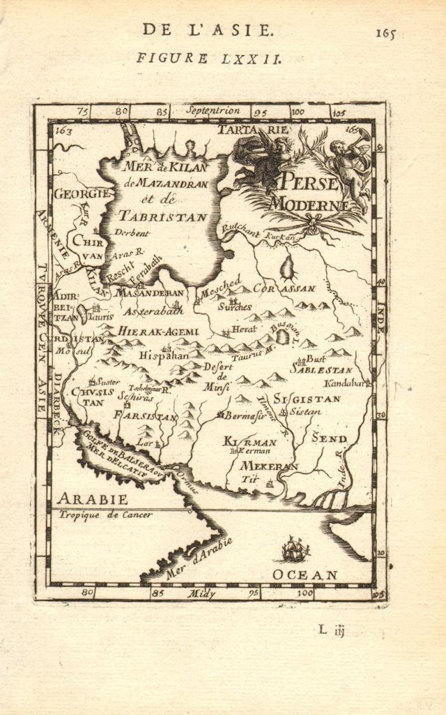 PERSIA (IRAN). 'Perse Moderne'. Iran. ایران Towns & rivers. MALLET: Title: PERSIA (IRAN). 'Perse Moderne'. Iran. ایران Towns & rivers. MALLET 1683 map Description: Perse Moderne' (De L'Asie). The map includes the Arabian Gulf, Ormus, and 