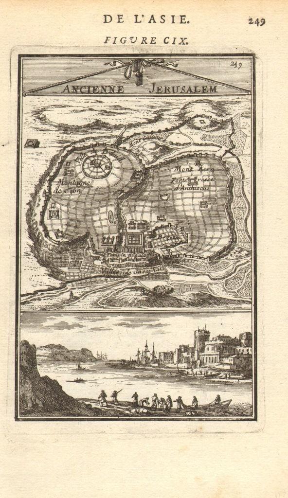 ANCIENT JERUSALEM. Mount Zion. Solomon's Temple. Bezetha &c. MALLET 1683 map (1 of 1)