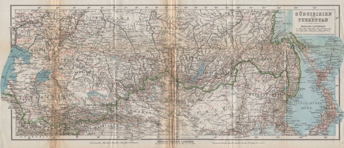 South Siberia & Turkestan. Central East Asia. Mongolia China. BAEDEKER 1912 map: Title: South Siberia & Turkestan. Central East Asia. Mongolia China. BAEDEKER 1912 map Description: Südsibirien und Turkestan [South Siberia and Turkestan] by Baedeker, Karl / Wagner & Debes. Pub