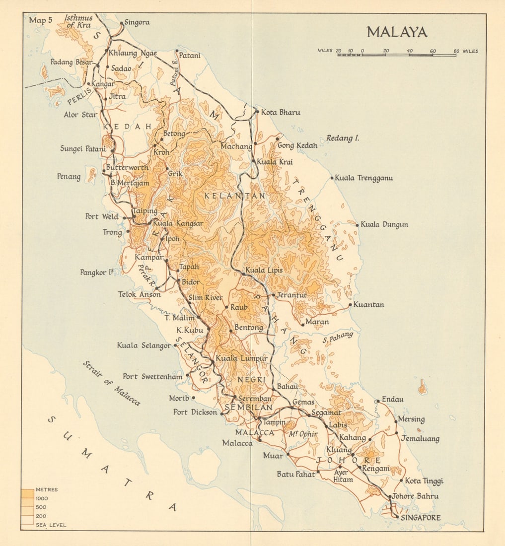 Malaya in 1941. Malaysia 1957 old vintage map plan chart: Title: Malaya in 1941. Malaysia 1957 old vintage map plan chart Description: Malaya' by HMSO. Published 1957. Vintage colour military history map. Size 24 x 22 cm | 9.5 x 8.5 inches. Condition: Good; 
