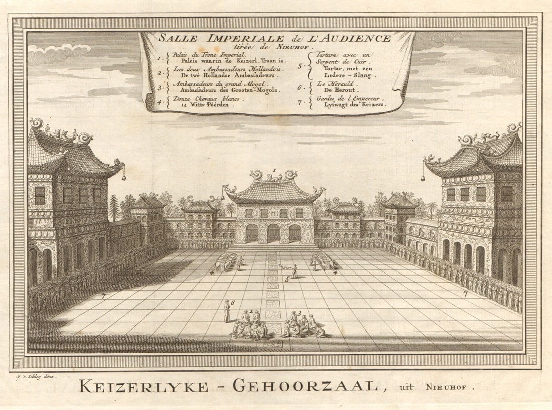 Salle Impériale de l'Audience'. Nieuhof. Forbidden City, Beijing. SCHLEY 1749: Title: Salle Impériale de l'Audience'. Nieuhof. Forbidden City, Beijing. SCHLEY 1749 Description: Salle Impériale de l'Audience tirée de Nieuhof [The Imperial Audience Hall, from Nieuho