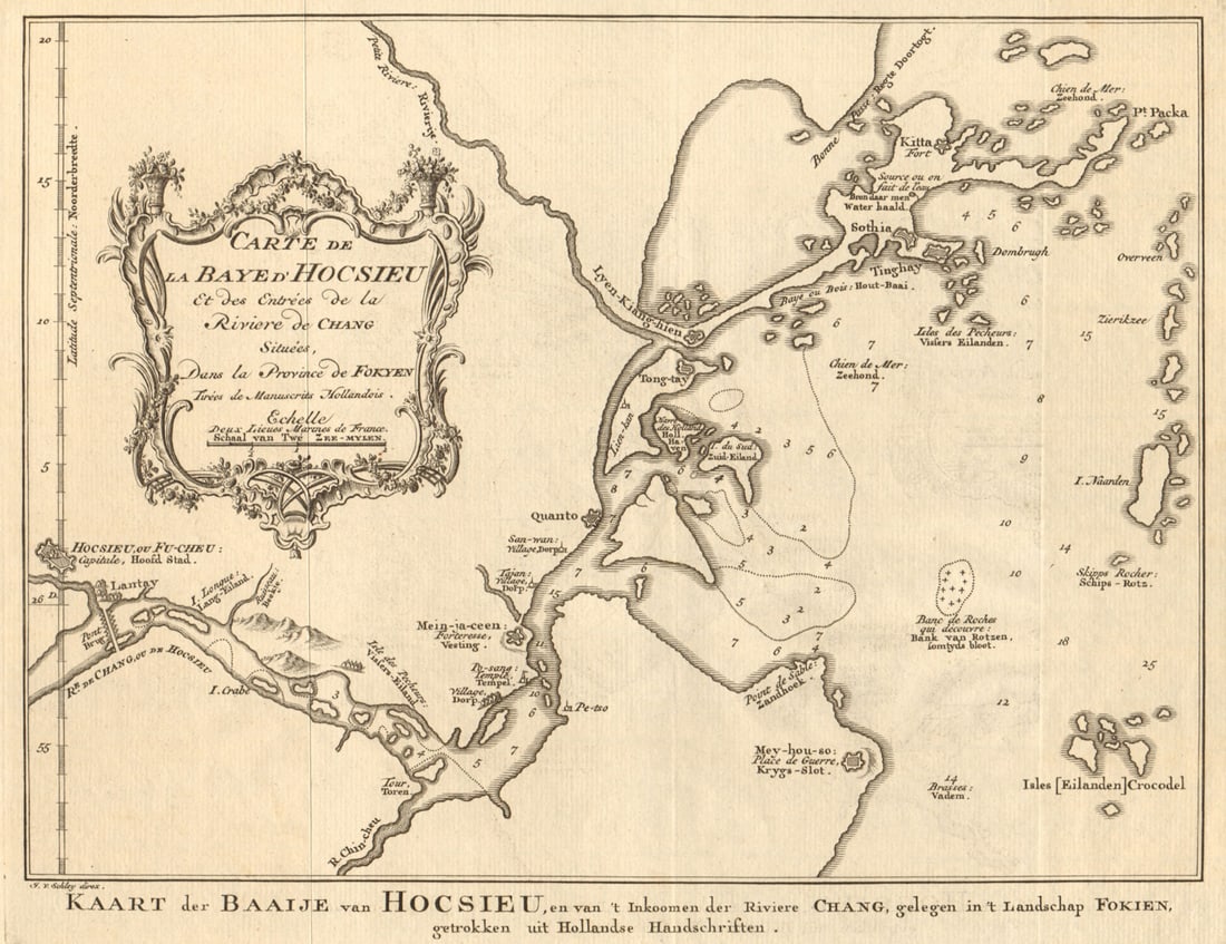 Carte de la Baye d'Hocsieu'. Fuzhou, Fujian, China. BELLIN/SCHLEY 1749 map: Title: Carte de la Baye d'Hocsieu'. Fuzhou, Fujian, China. BELLIN/SCHLEY 1749 map Description: Carte de la Baye d'Hocsieu, et des Entrées de la Rivière de Chang, Situées dans la Provinc
