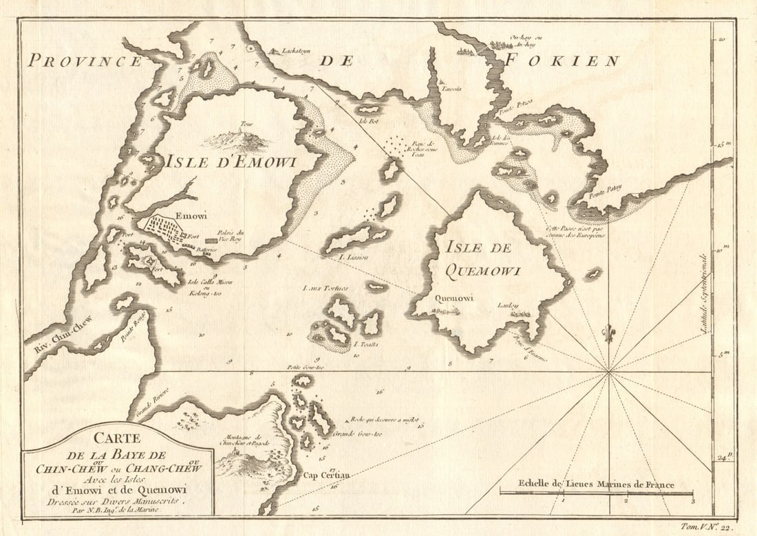 Carte de la Baye de Chin-chew'. Zhangzhou & Xiamen, China. BELLIN 1748 map: Title: Carte de la Baye de Chin-chew'. Zhangzhou & Xiamen, China. BELLIN 1748 map Description: Carte de la Baye de Chin-chew, ou Chang-chew, avec les Isles d'Emowi et de Quemowi, dressée sur dive