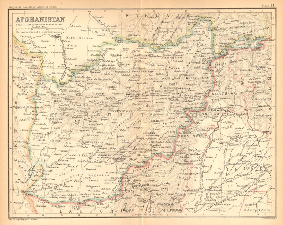 Afghanistan & North-West Frontier 1909 old antique vintage map plan chart (1 of 1)