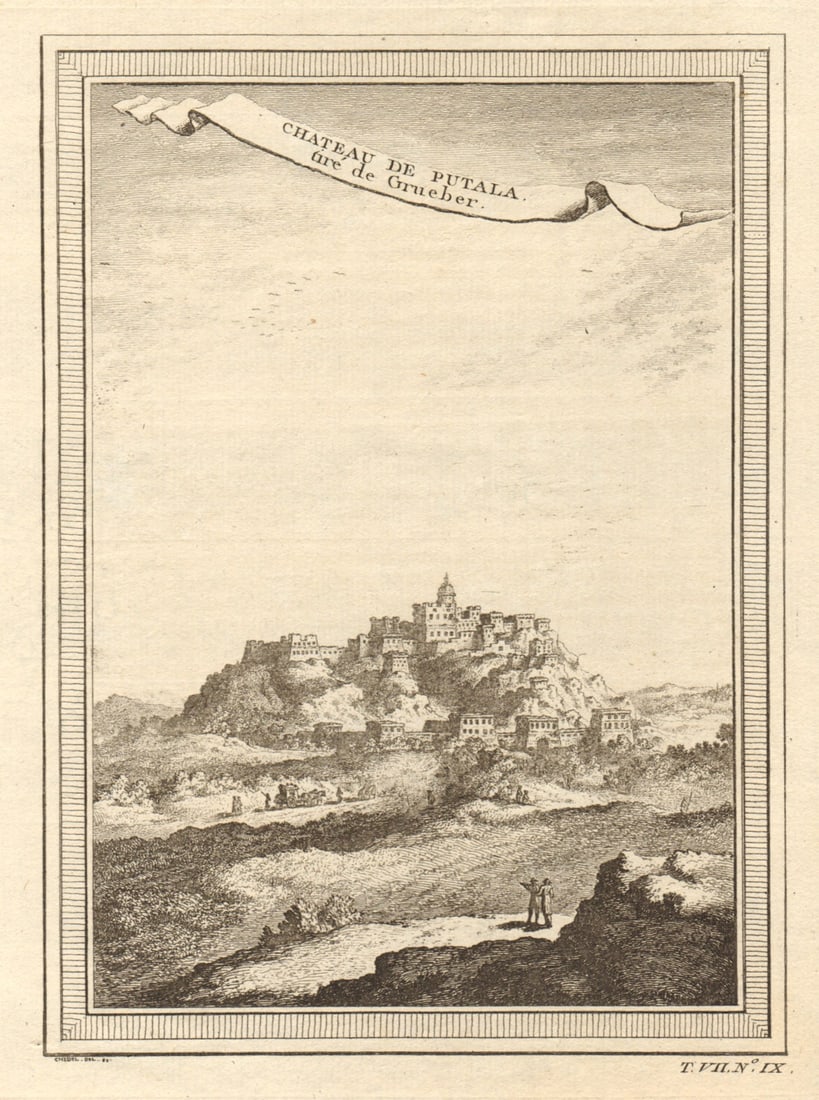 Château de Putala'. View of the Potala Palace, Lhasa, Tibet, from Grueber 1749: Title: Château de Putala'. View of the Potala Palace, Lhasa, Tibet, from Grueber 1749 Description: Château de Putala tiré de Grueber [The Potala Palace according to Grueber] by Bellin, 