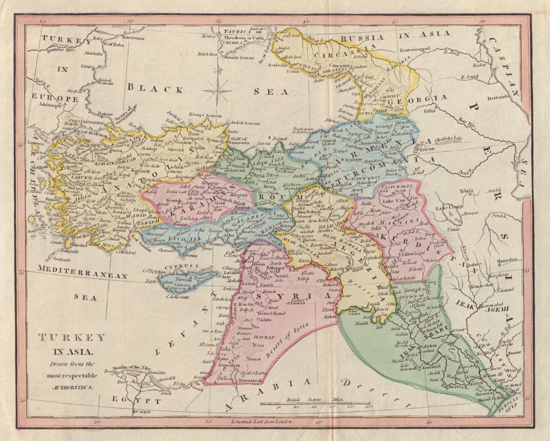 Turkey in Asia. Syria Georgia Iraq Palestine Armenia Kurdistan. COOKE 1817 map (1 of 1)