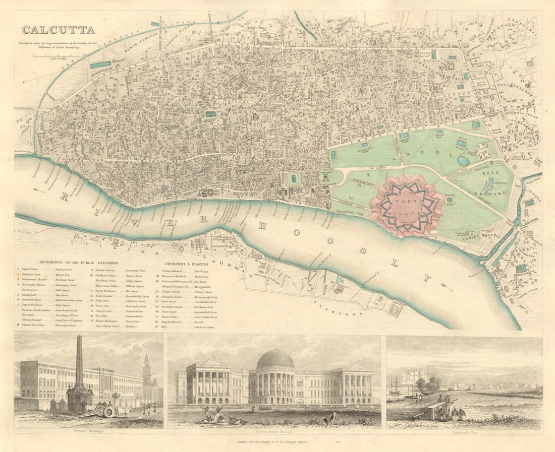 CALCUTTA KOLKATA antique town city map plan. Govt House Esplanade Row. SDUK 1847: Title: CALCUTTA KOLKATA antique town city map plan. Govt House Esplanade Row. SDUK 1847 Description: CALCUTTA.' by S.D.U.K. - Society for the Diffusion of Useful Knowledge. Published 1847. Antique ste