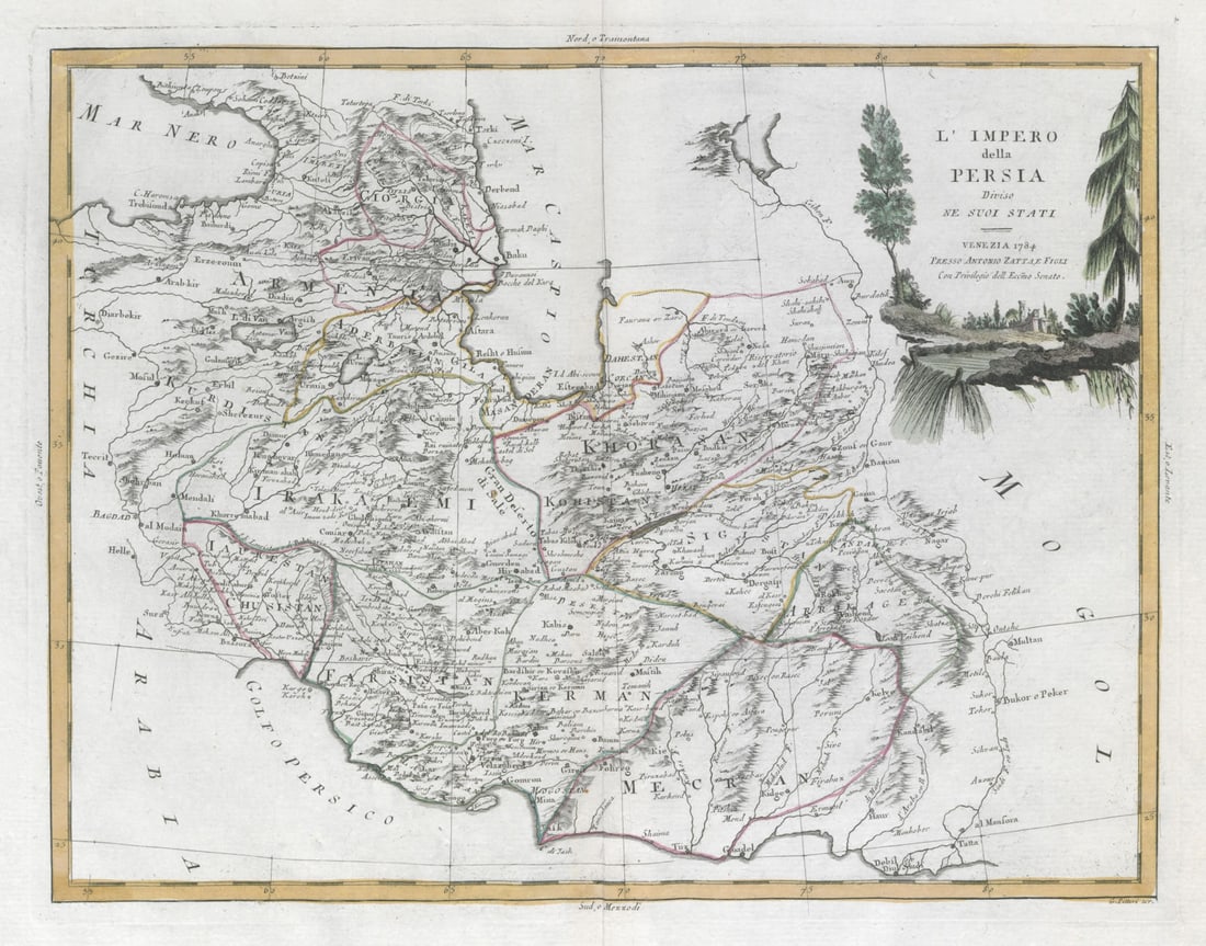L'Impero della Persia diviso ne suoi stati. Iran. ZATTA 1785 old antique map: Title: "L'Impero della Persia diviso ne suoi stati". Iran. ZATTA 1785 old antique map Description: L'Impero della Persia diviso ne suoi stati'. The Empire of Persia divided into its states . Antonio Z