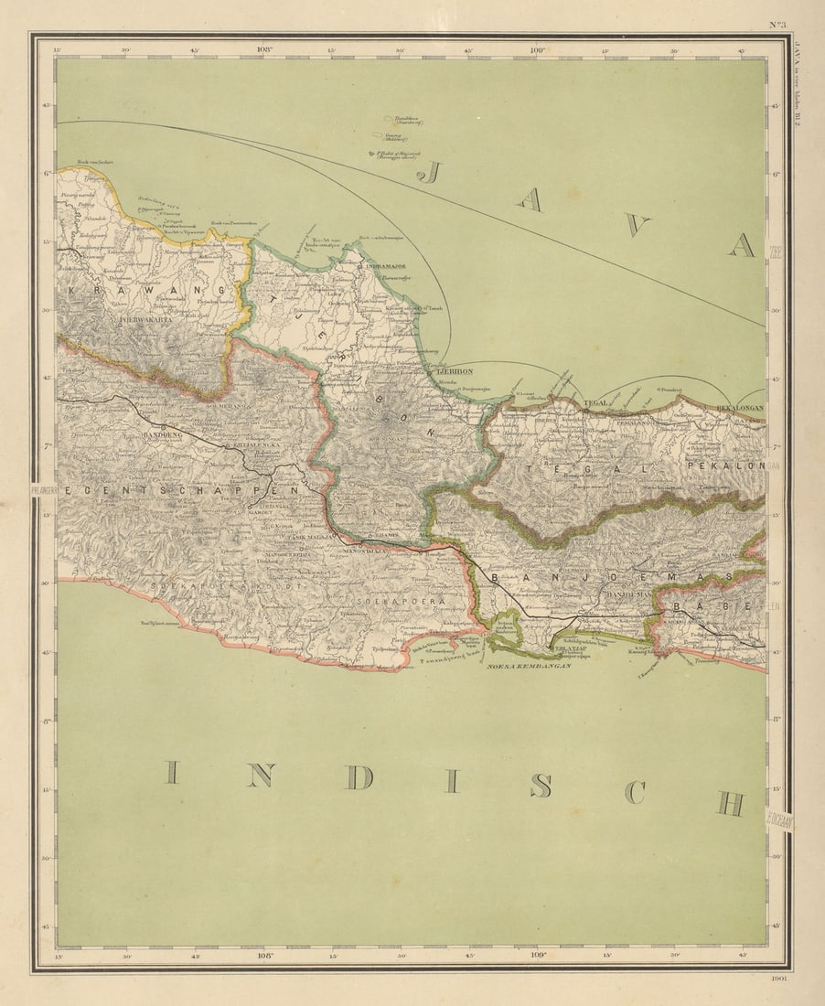 DUTCH EAST INDIES Indonesia West Central JAVA Bandung DORNSEIFFEN 1902 old map (1 of 1)