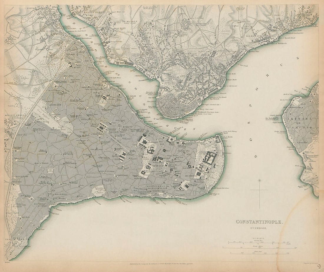 CONSTANTINOPLE ISTANBUL Antique city town map plan Stambool Galata SDUK 1844: Title: CONSTANTINOPLE ISTANBUL Antique city town map plan Stambool Galata SDUK 1844 Description: CONSTANTINOPLE. STAMBOOL' by S.D.U.K. - Society for the Diffusion of Useful Knowledge. Published 1844 -