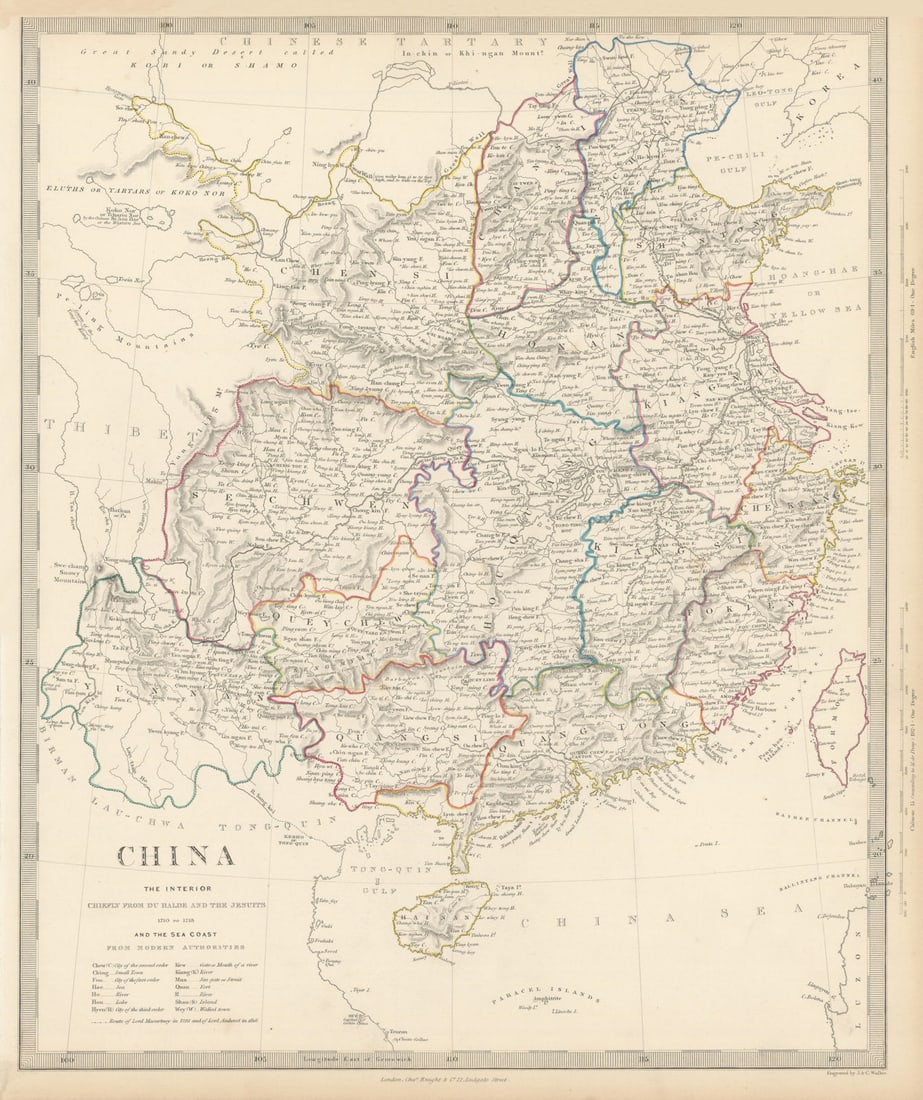 CHINA.From Du Halde Jesuits McCartney Kyaikkami. Formosa Taiwan.SDUK 1844 map: Title: CHINA.From Du Halde Jesuits McCartney Kyaikkami. Formosa Taiwan.SDUK 1844 map Description: CHINA. THE INTERIOR CHIEFLY FROM DU HALDE AND THE JESUITS 1710-1718, AND THE SEA COAST FROM MODERN AUT