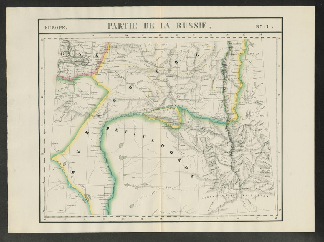 Partie de la Russie #17 Ural River Russia Kazakhstan. VANDERMAELEN 1827 map (1 of 1)