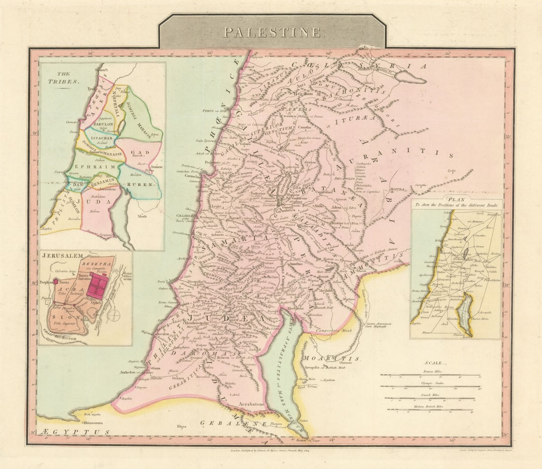 Ancient "Palestine". Tribes of Israel. Holy Land. D'ANVILLE 1815 old map: Title: Ancient "Palestine". Tribes of Israel. Holy Land. D'ANVILLE 1815 old map Description: Palestine' by d'Anville, Jean Baptiste Bourguignon. Published 1815. Large (folio) copperplate antique map w