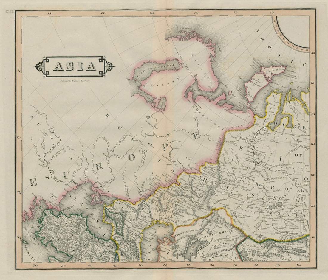 North-west Asia. Russia Western Siberia Kazakhstan. LIZARS 1842 old map (1 of 1)