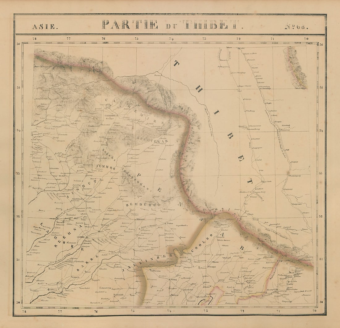 Asie. Partie du Thibet #68 Northern Pakistan & India. VANDERMAELEN 1827 map (1 of 1)