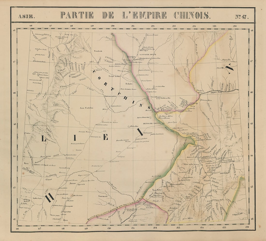 Asie. Empire Chinois #47 China Mongolia Heilongjiang Jilin VANDERMAELEN 1827 map: Title: Asie. Empire Chinois #47 China Mongolia Heilongjiang Jilin VANDERMAELEN 1827 map Description: Asie - Partie de l'Empire Chinois - No. 47'. Part of Manchuria in eastern Inner Mongolia, western H