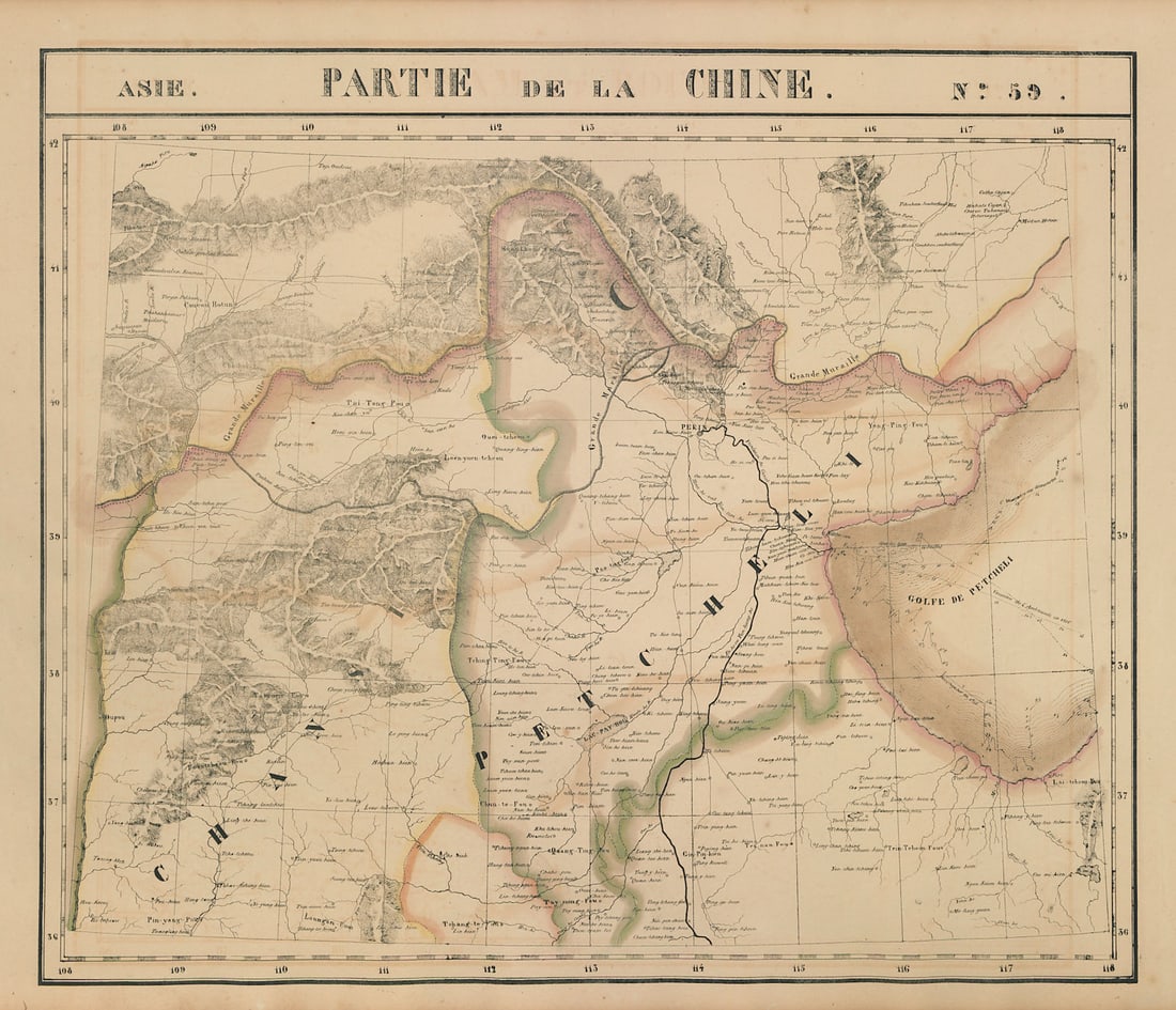 Asie. Partie de la Chine #59 China. Heibei Shanxi Beijing VANDERMAELEN 1827 map: Title: Asie. Partie de la Chine #59 China. Heibei Shanxi Beijing VANDERMAELEN 1827 map Description: Asie - Partie de la Chine - No. 59'. Parts of northeastern China. Heibei, northern Shanxi & Shan