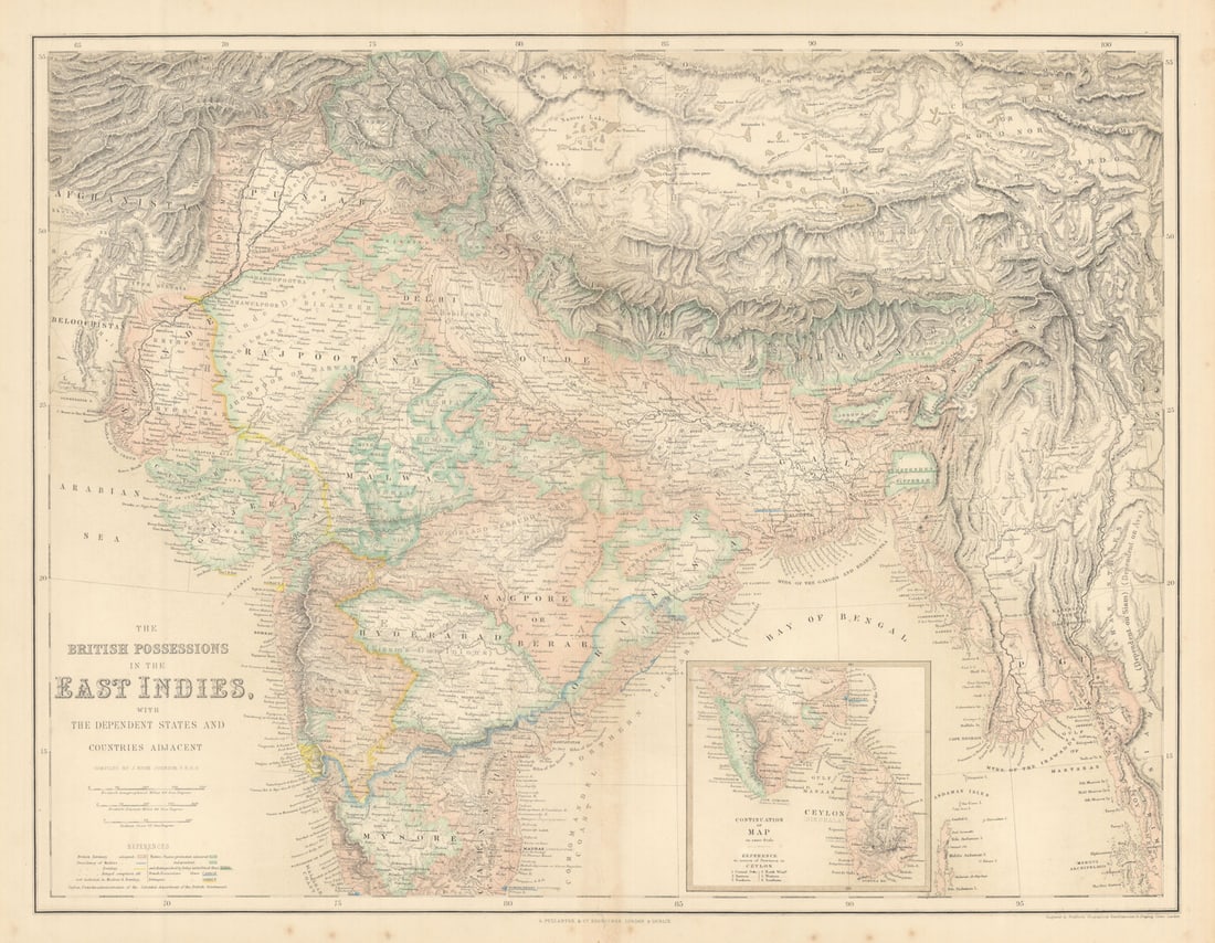 British Possessions in the East Indies… India Burma Nepal Tibet Ceylon c1863 map: Title: British Possessions in the East Indies… India Burma Nepal Tibet Ceylon c1863 map Description: British Possessions in the East Indies, with the Dependant States and Countries Adjacent'. Fr