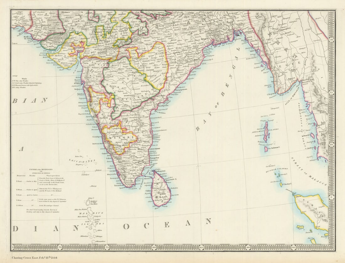 Indian subcontinent and Burma by James Wyld 1844 old antique map plan chart: Title: Indian subcontinent and Burma by James Wyld 1844 old antique map plan chart Description: [India]. The south east sheet of a four sheet map, covering the Indian subcontinent. Textual information