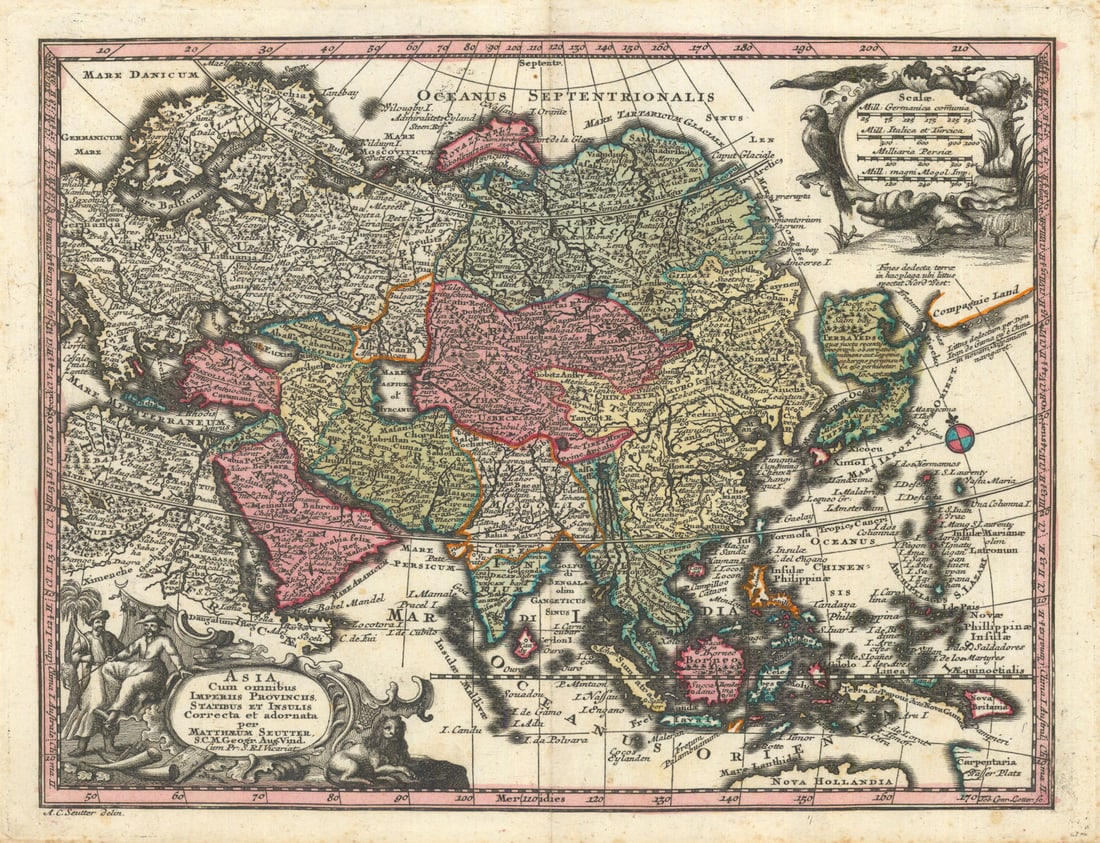 Asia cum omnibus imperiis provinciis statibus et insulis… Seutter c1744 map: Title: Asia cum omnibus imperiis provinciis statibus et insulis… Seutter c1744 map Description: Asia cum omnibus imperiis provinciis statibus et insulis correcta et adornata per Matthaeum Seutte