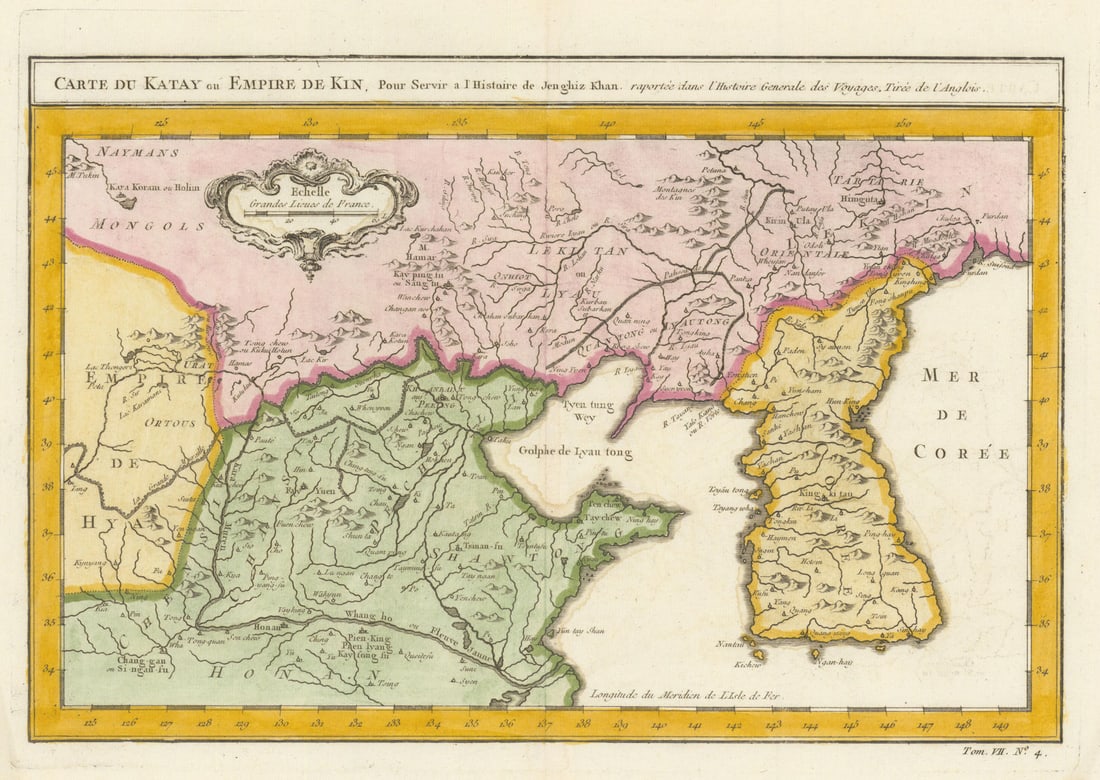 Carte du Katay ou Empire de Kin'. Cathay. Northern China Korea. BELLIN 1749 map: Title: Carte du Katay ou Empire de Kin'. Cathay. Northern China Korea. BELLIN 1749 map Description: Carte du Katay, où Empire de Kin, pour servir à l’Histoire de Jenghiz-khan [Map of C