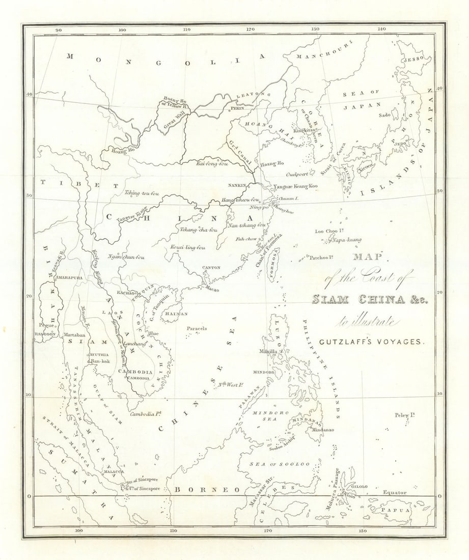 The Coast of Siam & China to illustrate Gutzlaff's Voyages — Hong Kong 1840 map: Title: The Coast of Siam & China to illustrate Gutzlaff's Voyages — Hong Kong 1840 map Description: Map of the Coast of Siam, China &c. to illustrate Gutzlaff's Voyages'. Karl (or Charles) F