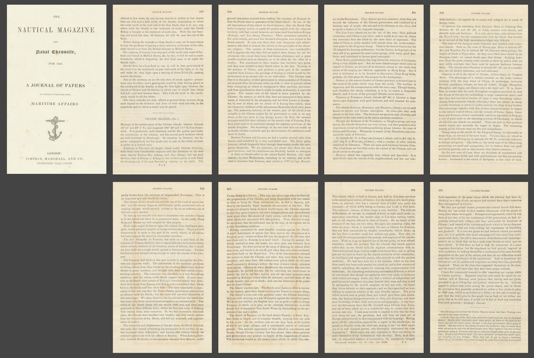 Chinese Islands—Hugh Lindsay— Hong Kong "a very eligible spot" for a colony 1840: Title: Chinese Islands—Hugh Lindsay— Hong Kong "a very eligible spot" for a colony 1840 Description: Chinese Islands—No. 1 [Includes description of Hong Kong]. An extract from the jo