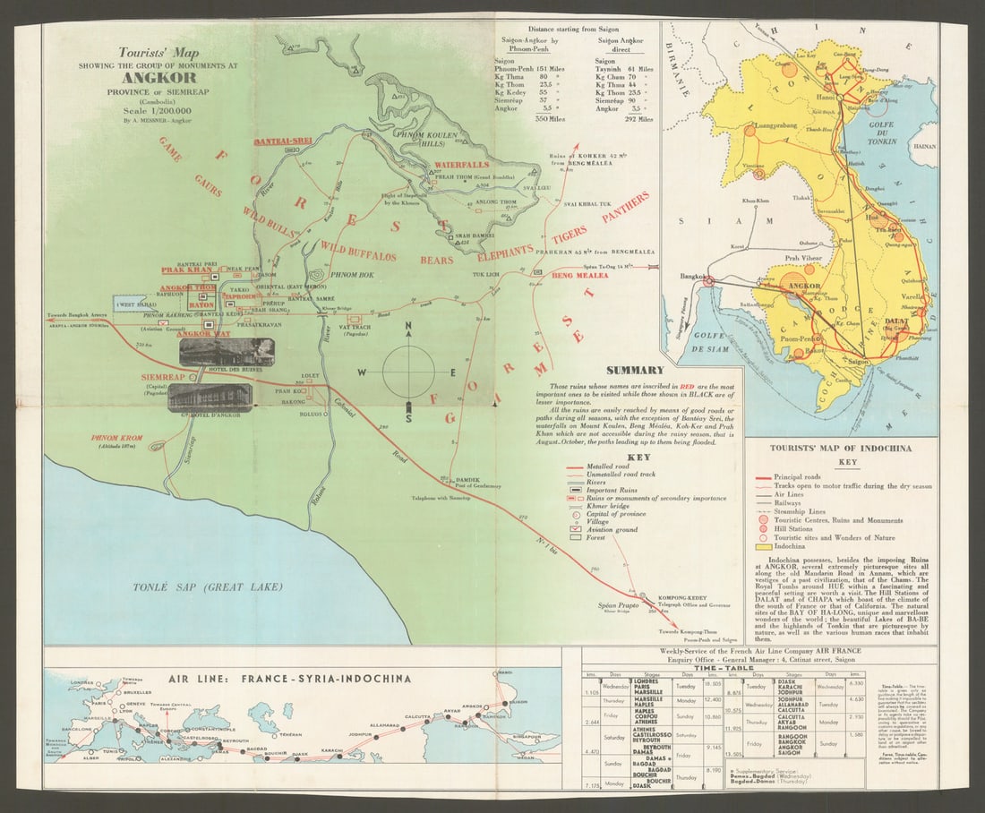 Tourists' Map showing the group of Monuments at Angkor Wat, Cambodia 1935: Title: Tourists' Map showing the group of Monuments at Angkor Wat, Cambodia 1935 Description: Tourists' Map showing the group of Monuments at Angkor, province of Siem Reap (Cambodia)' by Messner, A.