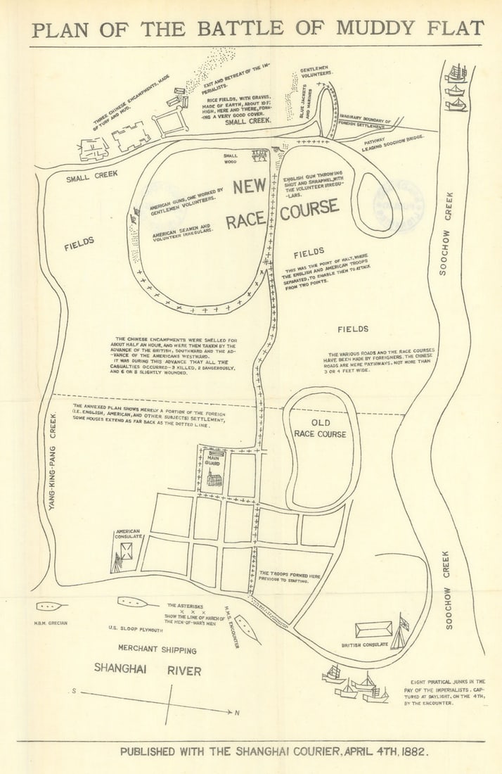 Plan of the Battle of Muddy Flat, Shanghai, 1854. Shanghai Courier 1921 map (1 of 1)