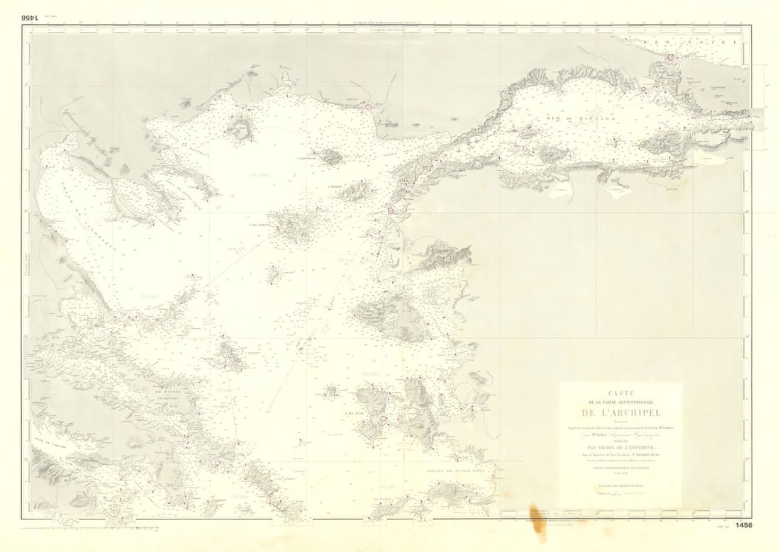 Partie septentrionale de l’Archipel—North Aegean—nautical chart 1854 (1978) map: Title: Partie septentrionale de l’Archipel—North Aegean—nautical chart 1854 (1978) map Description: Carte de la partie septentrionale de l’Archipel [Map of the Northern Part of