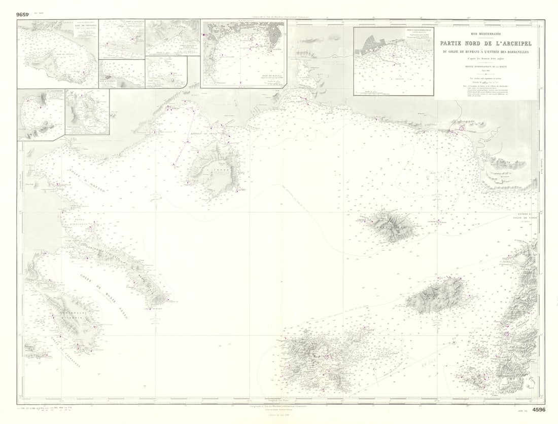 Partie… de l’Archipel—North Aegean—Thracian Sea—nautical chart 1891: Title: Partie… de l’Archipel—North Aegean—Thracian Sea—nautical chart 1891 (1984) map Description: Mer Méditerranée—Partie Nord de l’Archipel du Gol