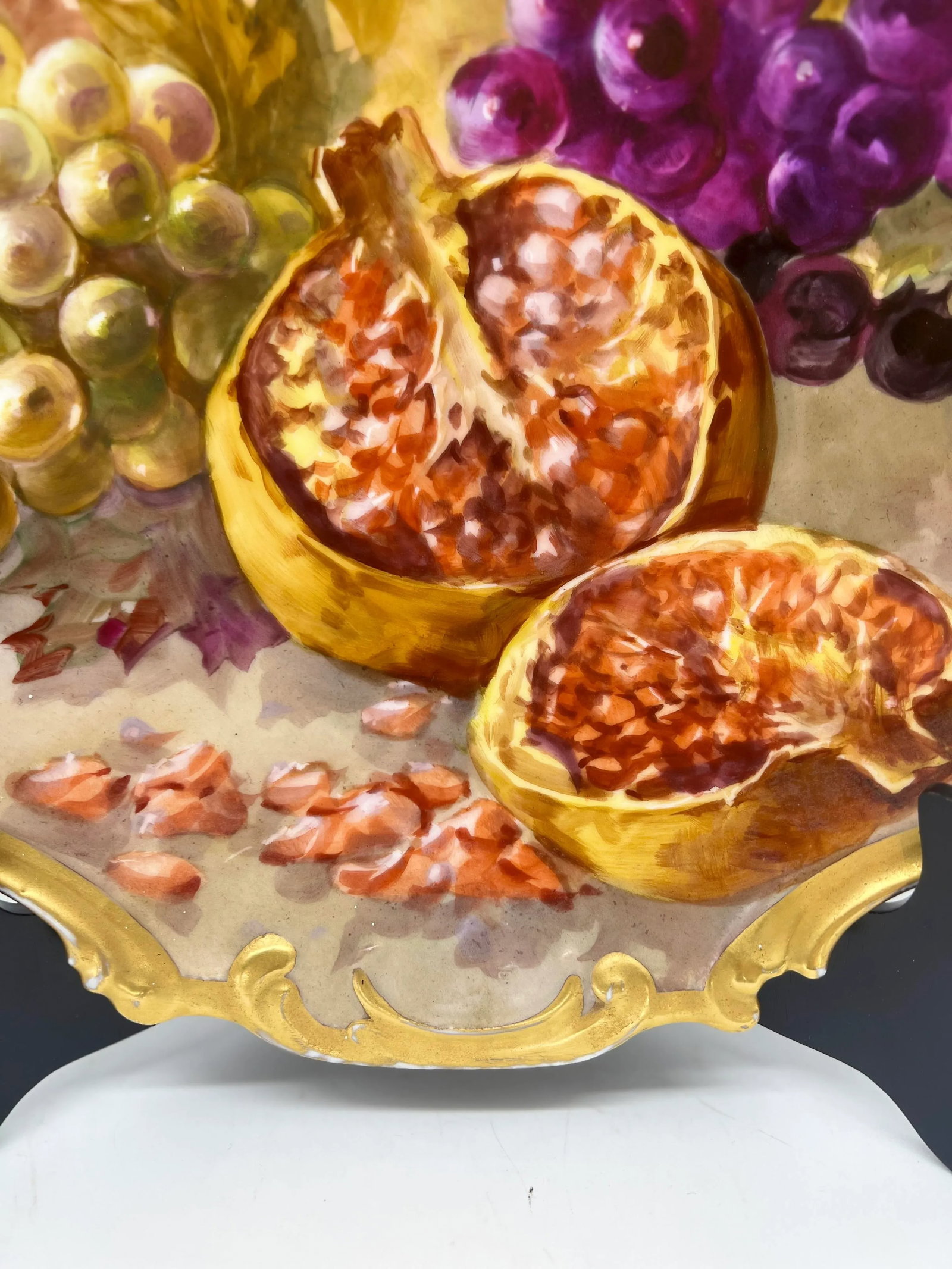 Large Antique Limoges Hand Painted Holy Fruit Porcelain Platter Signed Dubois - 3
