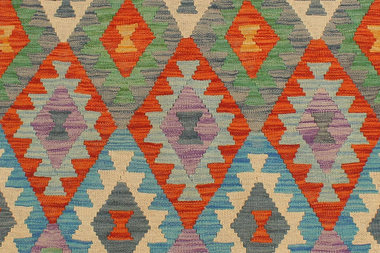 Kilim Rust Blue Hand Woven Rug - 2'9" X 9'7" - 7