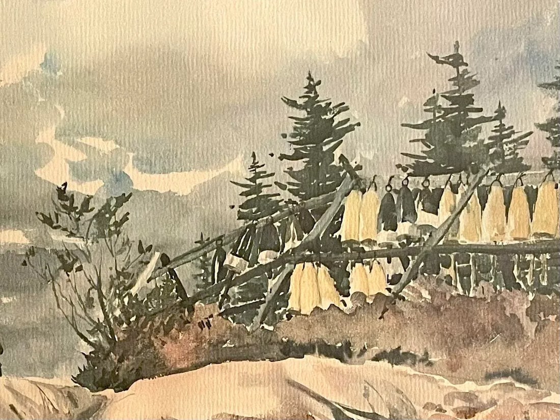 Phil Austin (American 1910 - 2004) 20th Century Watercolor Coastal Painting of Maine Lobstermen - 5