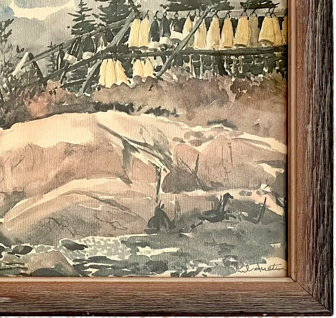 Phil Austin (American 1910 - 2004) 20th Century Watercolor Coastal Painting of Maine Lobstermen - 6
