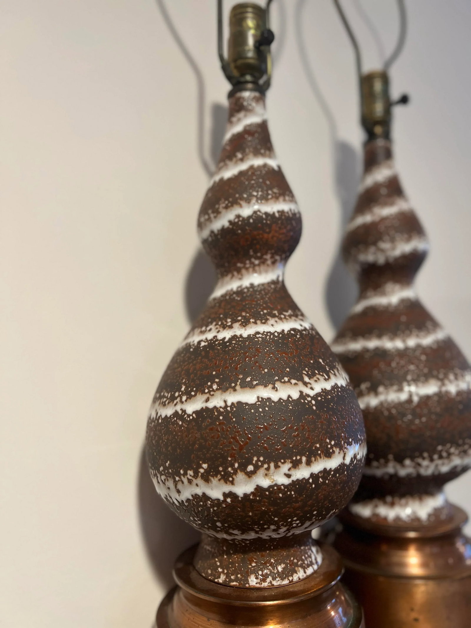 Pair, Joseph Francis Von Tury French Volcanic Glaze Pottery Lamps C. 1960s - 10