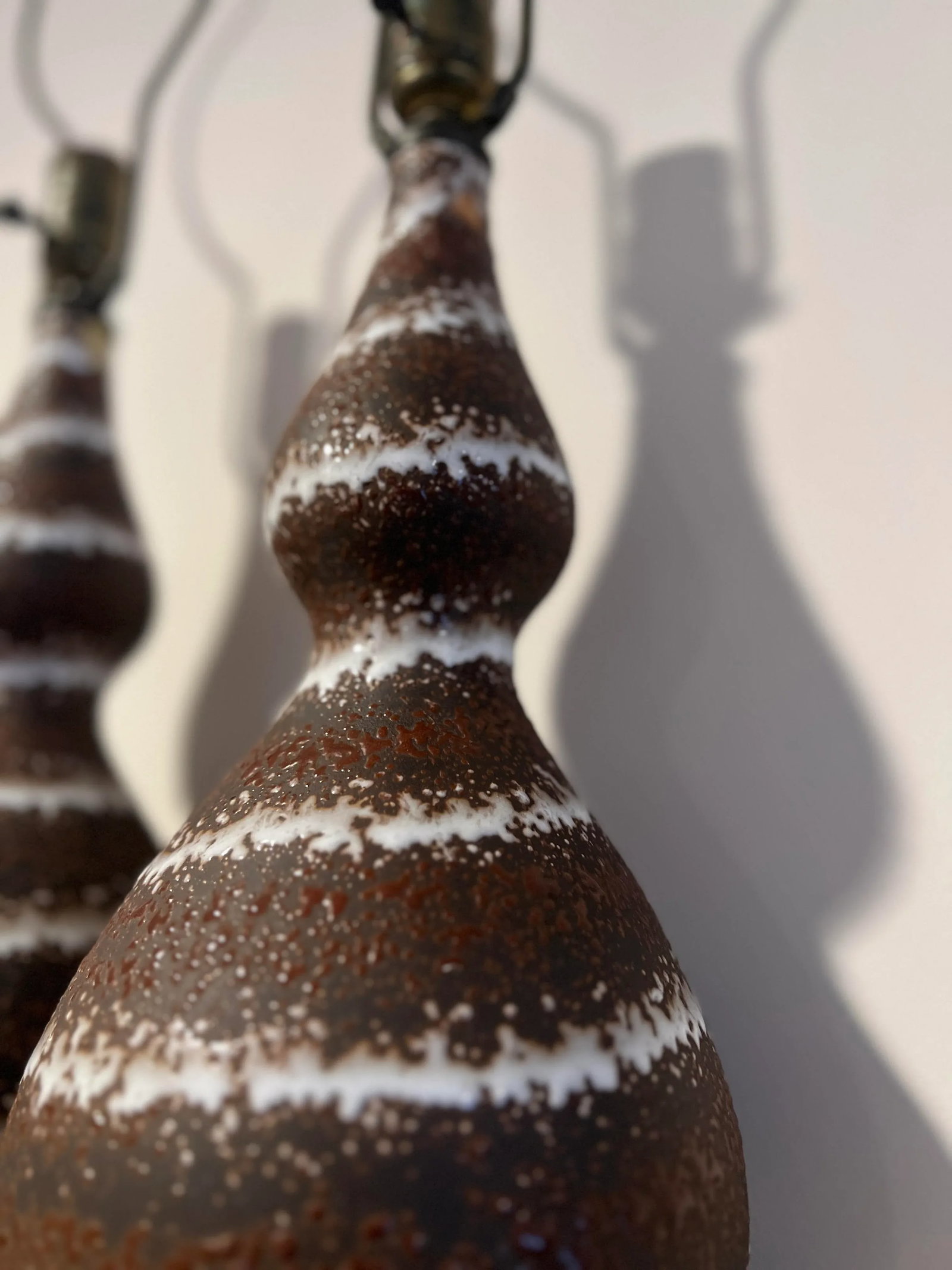 Pair, Joseph Francis Von Tury French Volcanic Glaze Pottery Lamps C. 1960s - 4