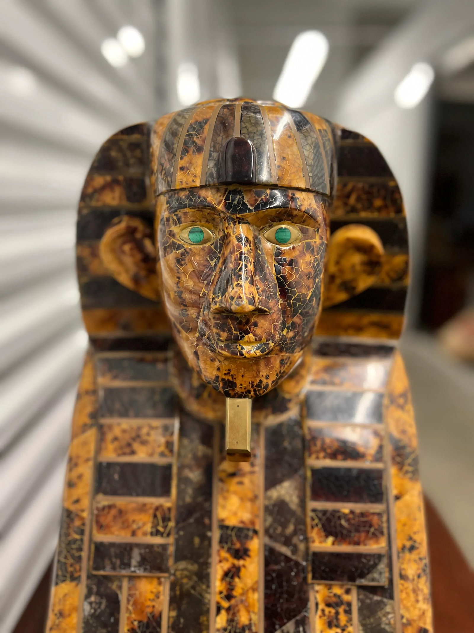 Maitland Smith Tessellated Stone, Malachite & Brass Sphinx Sculpture C. 1970 - 11