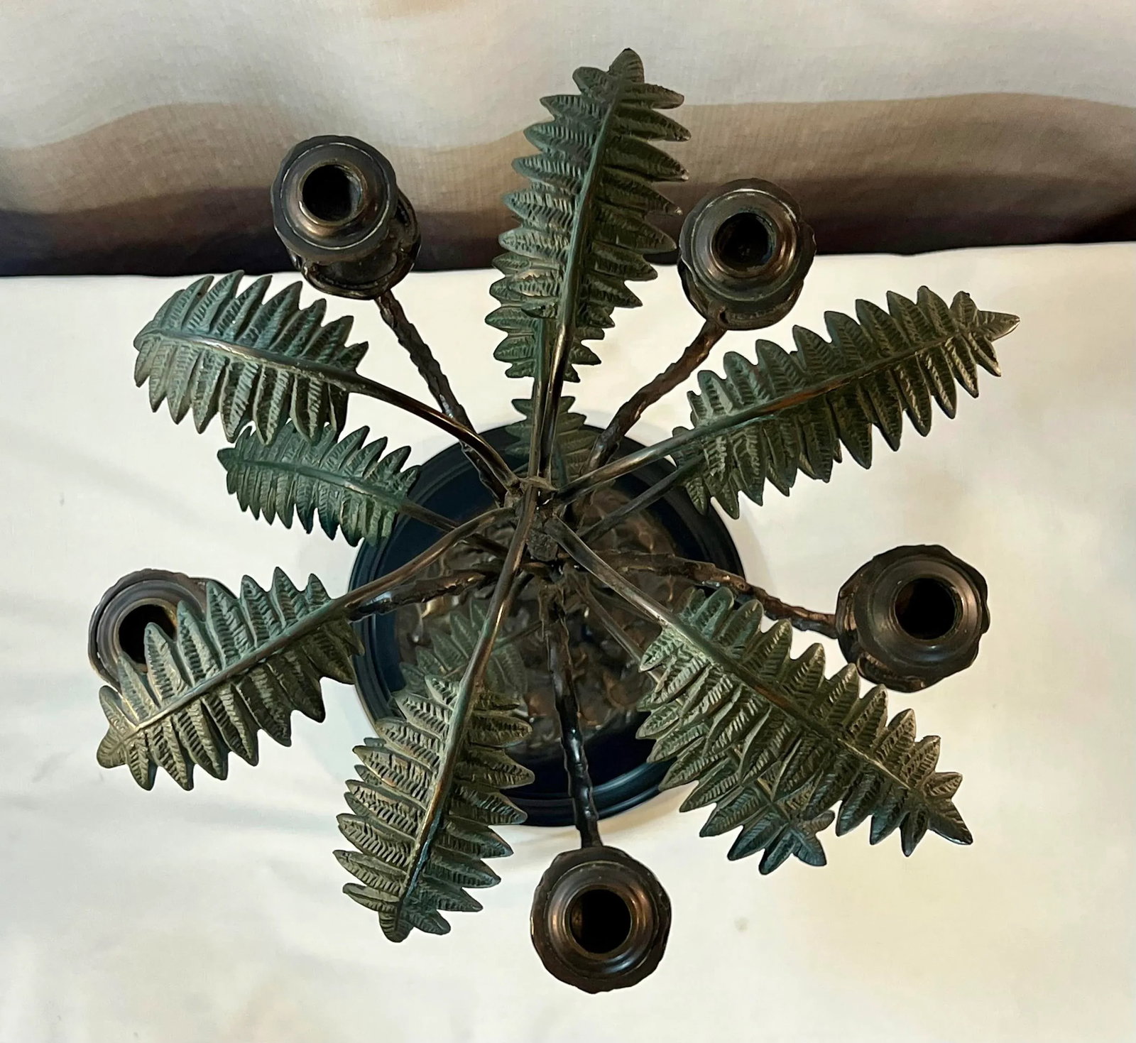 Vintage Palm Beach Regency Patinated Bronze Palm Tree Candelabra - 8
