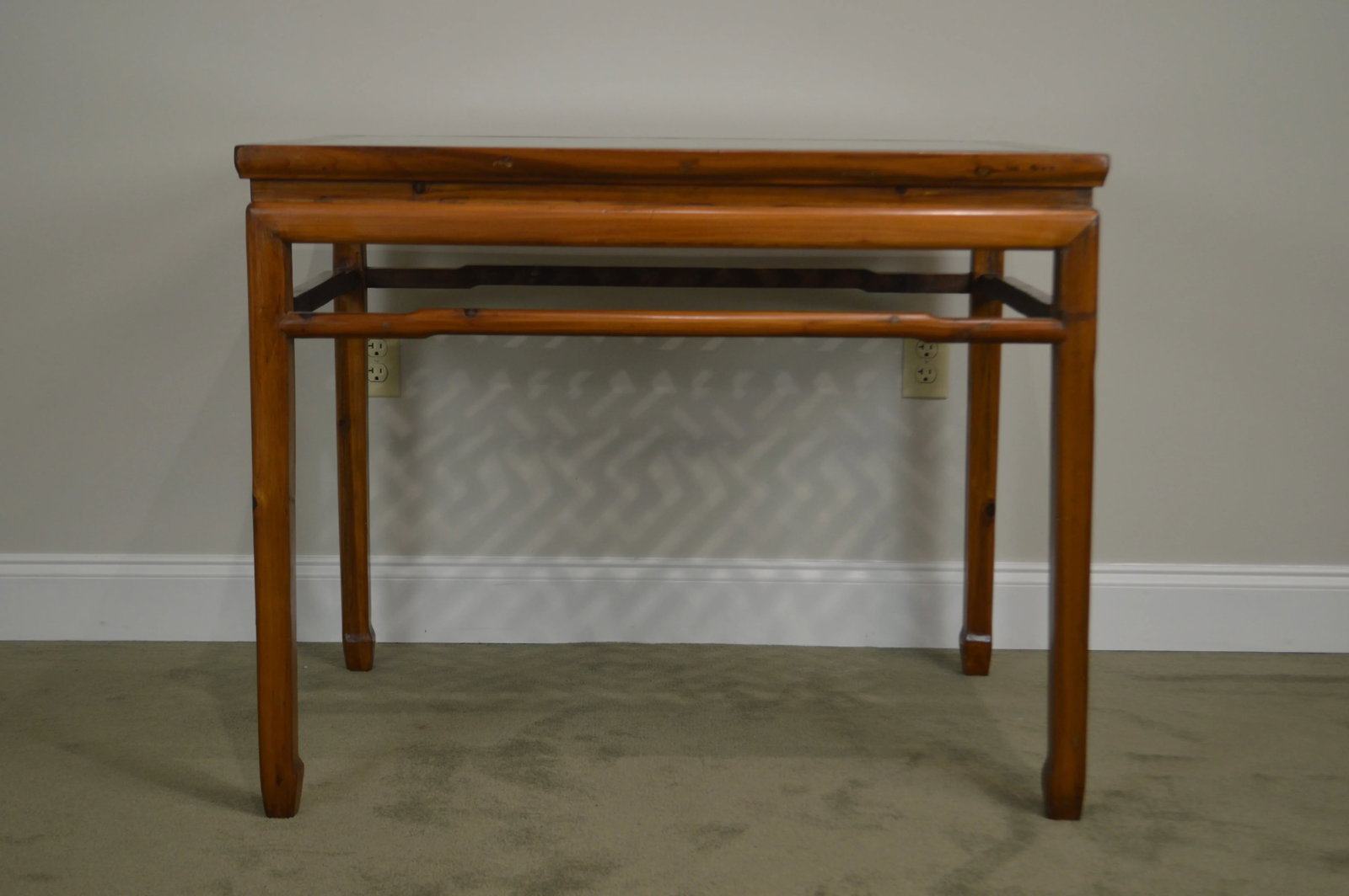 Vintage Chinese Lattice Work Table With Glass Top - 3