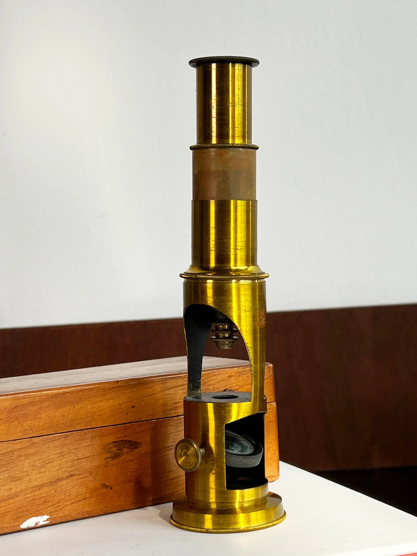 1930s Vintage English Brass Scientist's Field Microscope - 4